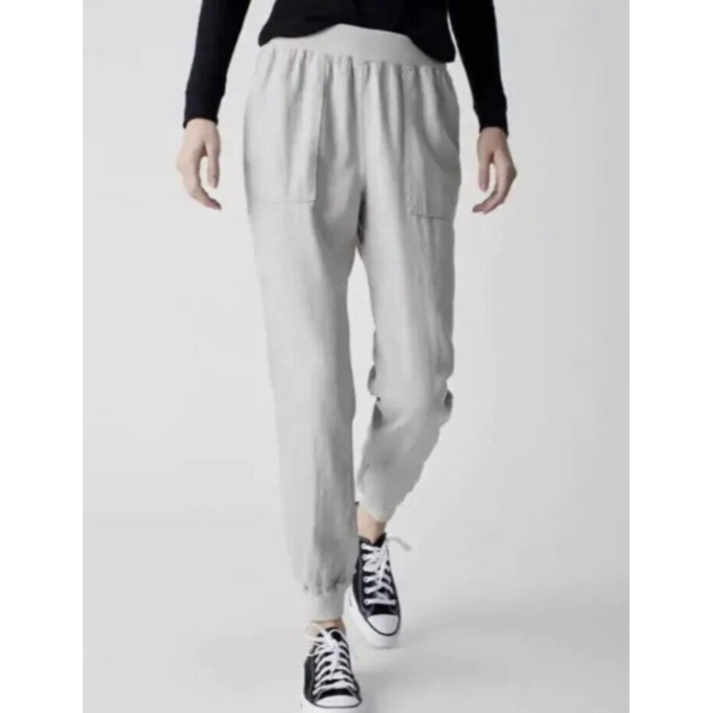 Faherty S Gray Arlie Joggers‎ Pull On Linen Blend Tapered Pants Day